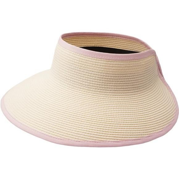 New Sun Visor Hats for‎ Wome  Summer Ponytail Foldable Straw Beach Hat UPF 50+ - Picture 1 of 7